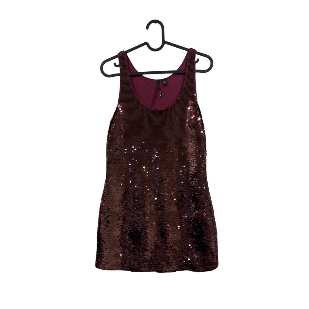 Heavy sequined tank top burgundy